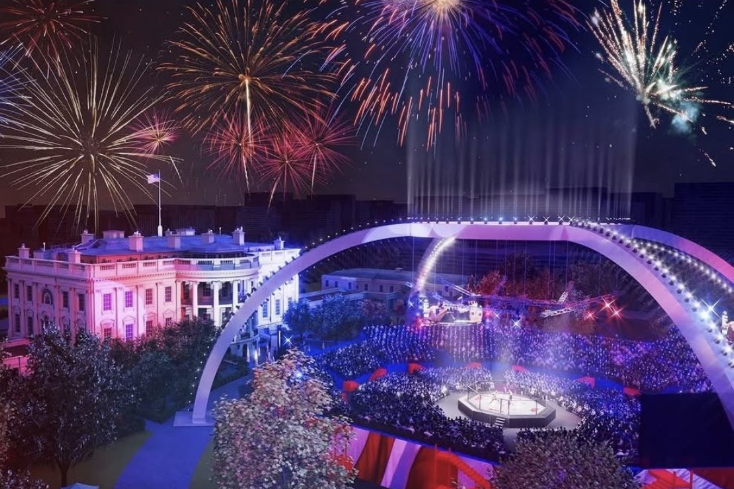 Havainnekuva siitä, kun UFC järjestää otteluillan Valkoisessa talossa