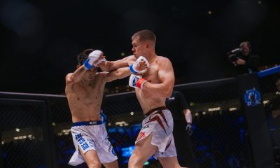 Antti Lauronen ja Salar Sharifi ottelemassa.